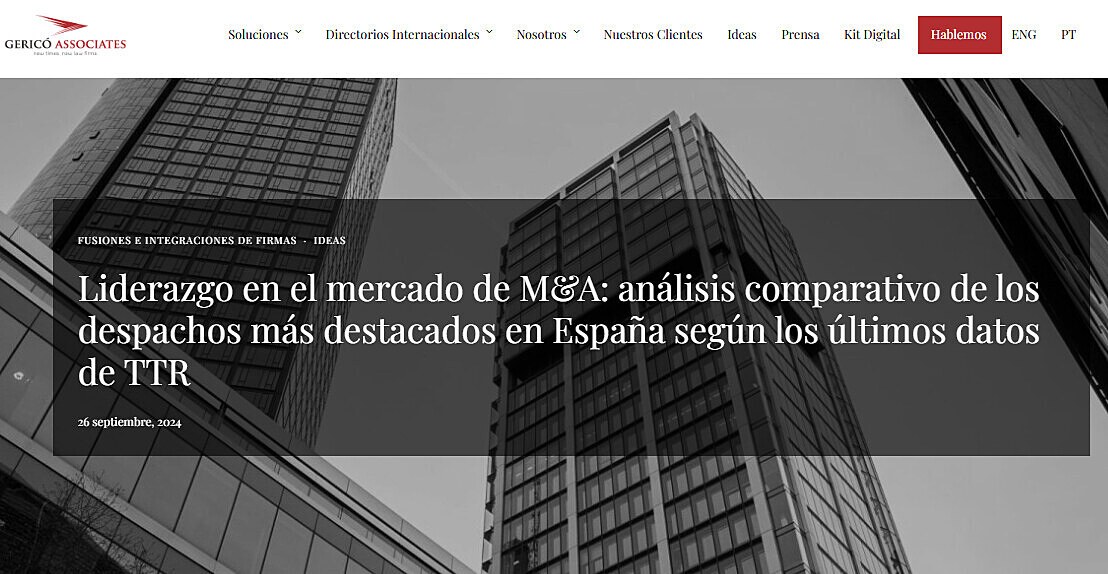 Liderazgo en el mercado de M&A: anlisis comparativo de los despachos ms destacados en Espaa segn los ltimos datos de TTR